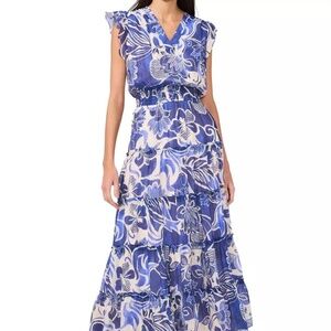 MSK Women's Flutter-Sleeve Smocked-Waist Maxi Dress